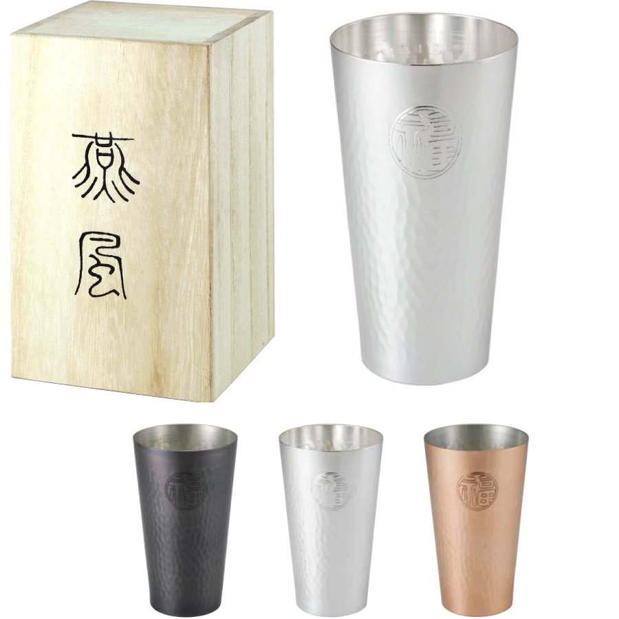 日本製造 高桑金屬 燕市製造，純銅用於美味的啤酒和冰咖啡 木盒裝酒杯咖啡杯 300ml 燕風格純銅杯