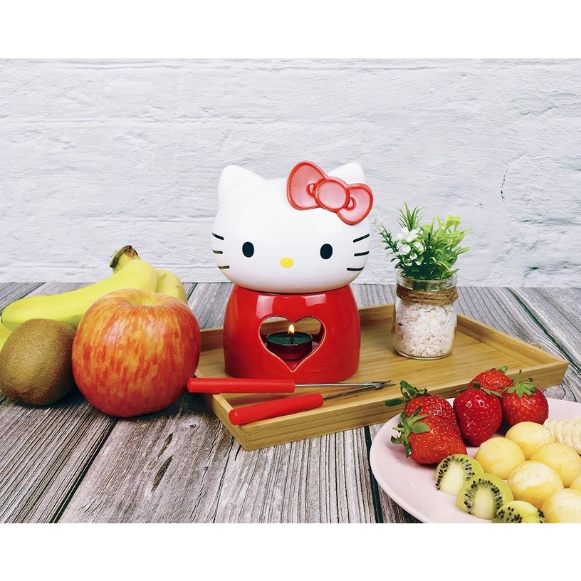 ♥小玫瑰日本精品♥ Hello Kitty 造型巧克力鍋 陶瓷甜點加熱鍋 ~ 8