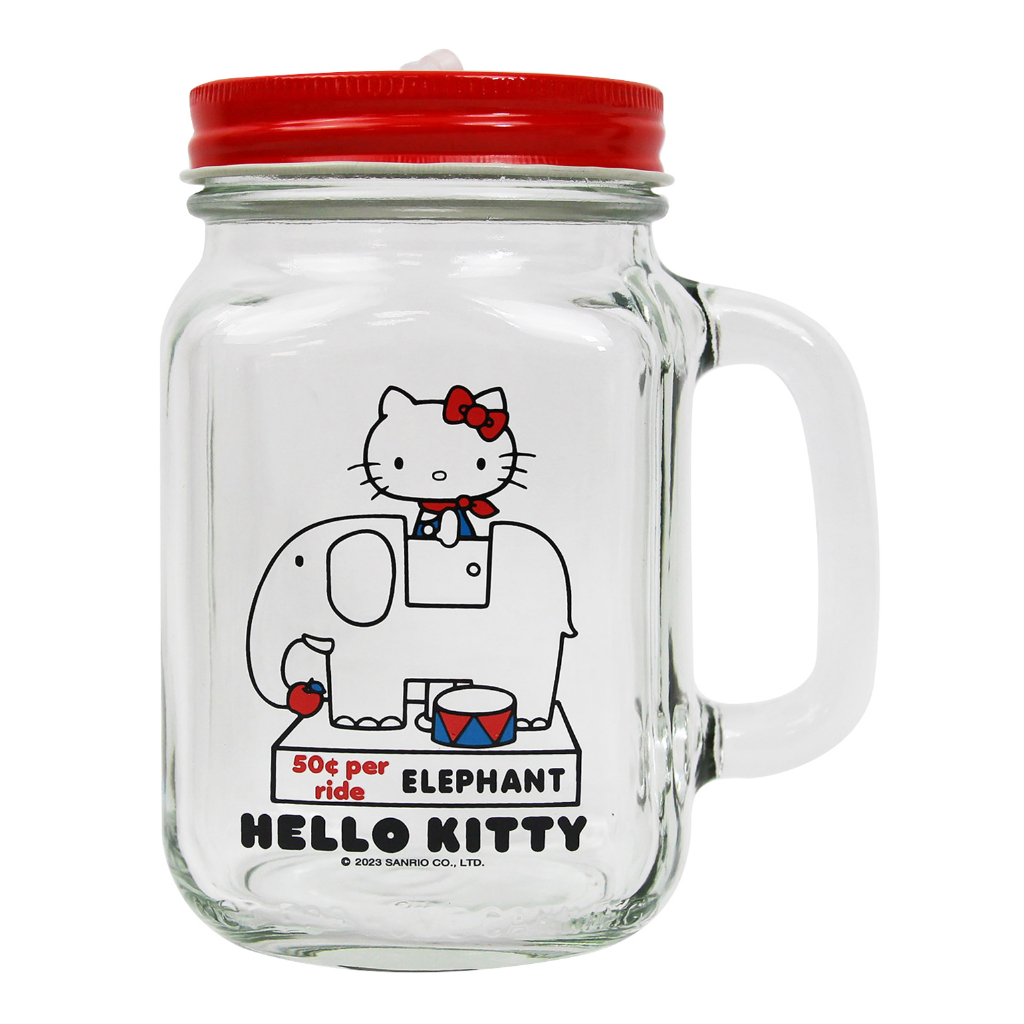 Hello Kitty 50週年 凱蒂貓 玻璃梅森杯 玻璃杯 果汁杯 飲料杯 450ml 可可馬