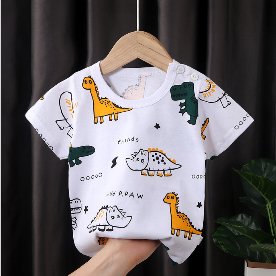【小老虎童裝】台灣現貨 彩色恐龍 夏季短袖薄款 T-Shirt 嬰幼兒