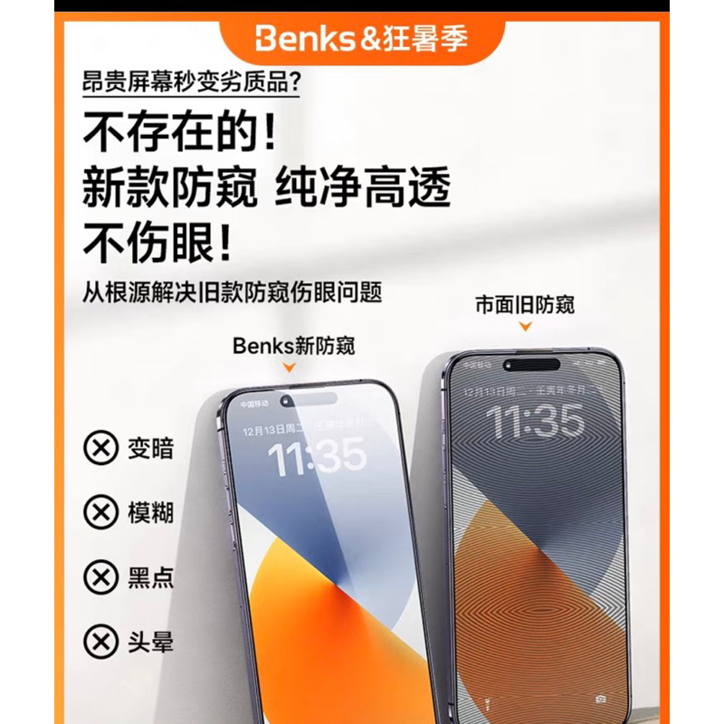 Benks iPhone 12 Pro Max 防窺膜 保護貼 買一送一.
