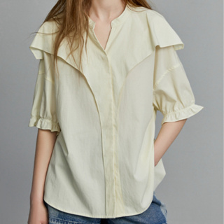 雅麗安娜 短袖上衣 襯衫 上衣 S-L法式通勤風立領寬鬆襯衫夏季設計感簡約小眾上衣S216-7424.