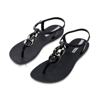 Ipanema Class Connect 時髦扁圓扣夾腳涼鞋 黑色女款 涼拖鞋-阿法.伊恩納斯 83330AH416