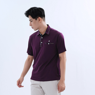 【遊遍天下】男款抗UV吸濕排汗機能格紋POLO衫 GS1017 暗紫