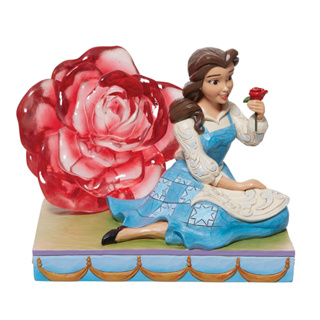 Enesco精品雕塑 Disney 迪士尼 美女與野獸 貝兒身後透明玫瑰居家擺飾 EN34007
