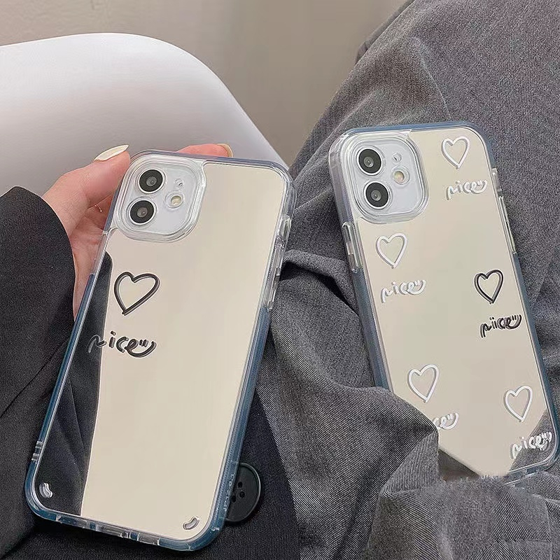 OPPO Reno 10 8T 7 6Z A79 A98 A38 A78 A57 A77簡約愛心鏡子A4鏡面手機殼