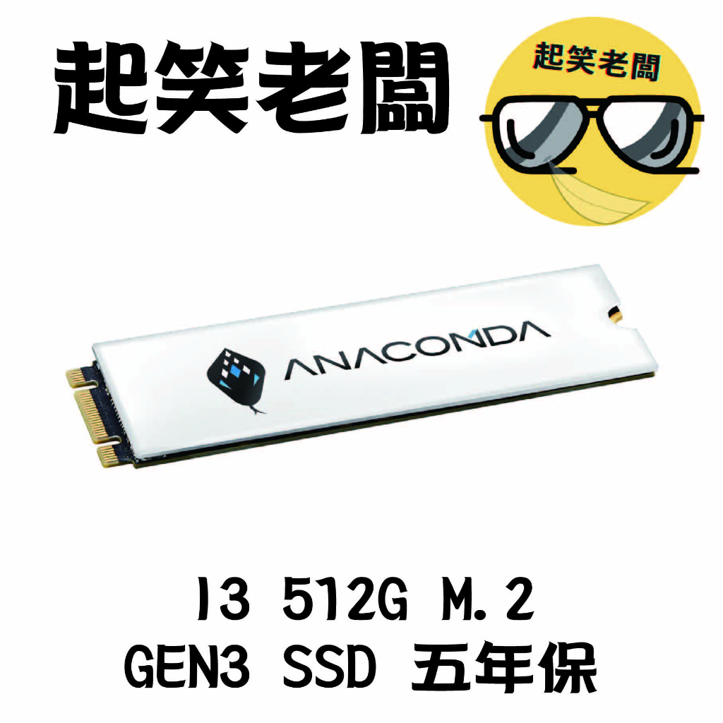 【全新含稅】ANACOMDA 巨蟒 i3 512G Gen3x4 M.2 PCIe SSD固態硬碟 五年保