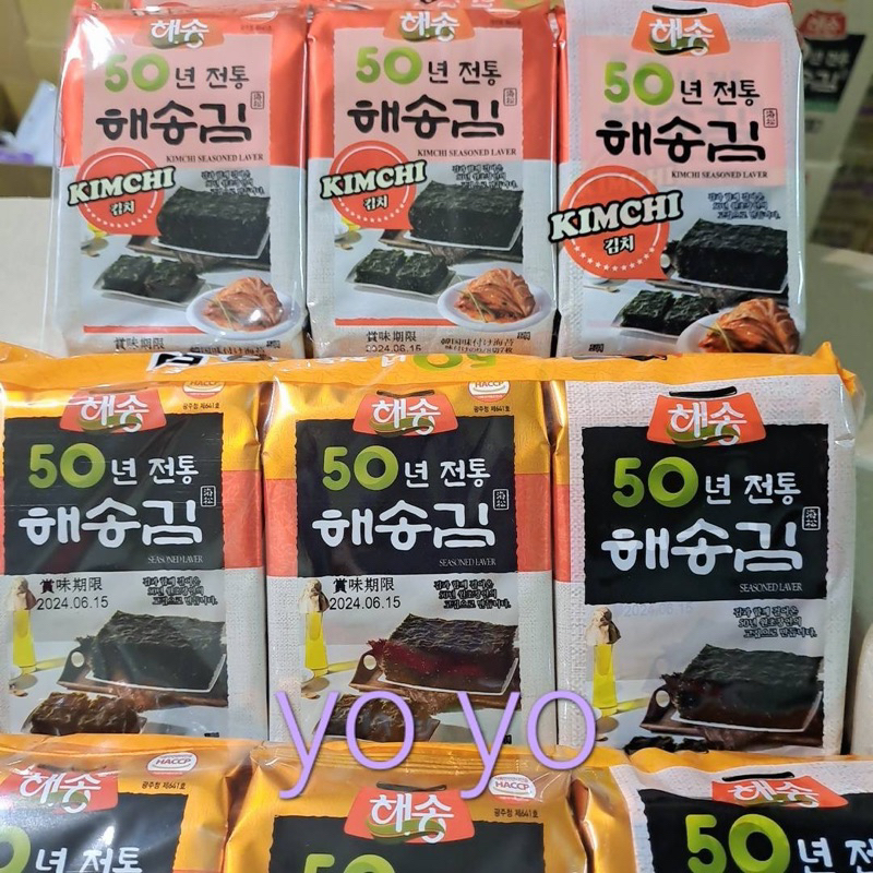 🌈彩虹屋❤️韓國海松韓式海苔 麻油風味/泡菜風味6入/袋