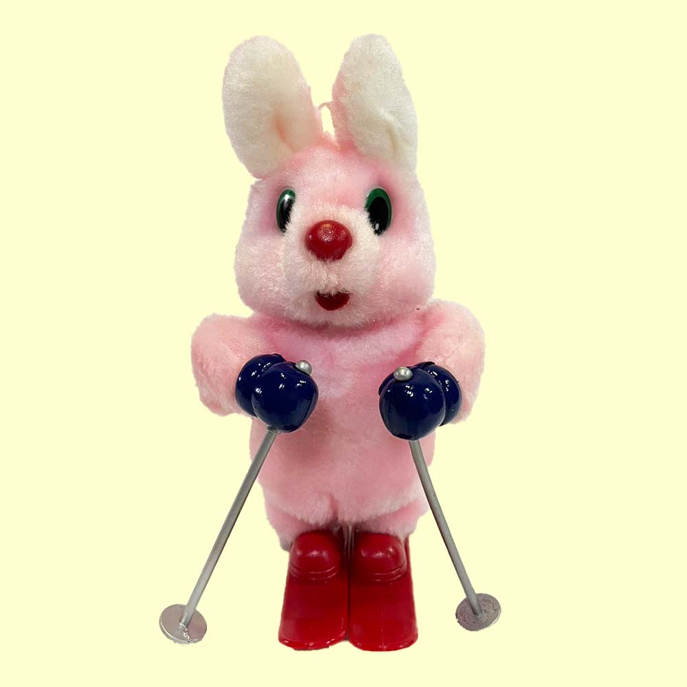 收藏品 早期 滑雪粉色兔子 DURACELL金頂電池 迷你兔系列 玩具 娃娃 玩偶 粉色 復古