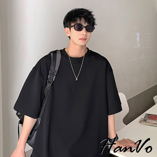 【HanVo】男士簡約運動休閒套裝 舒適親膚透氣圓領質感套裝 日常百搭韓系男裝 男生衣著 B6002