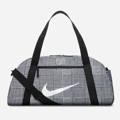 NIKE 運動包 健身包 Nike Plaid Gym Bag 行李袋 旅行包 輕巧   黑格 FB2857133