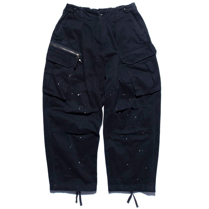 UNDER PEACE - 21AW ROUGH / WIDE PCS PANTS 寬版潑漆 工作褲 (黑色) 化學原宿