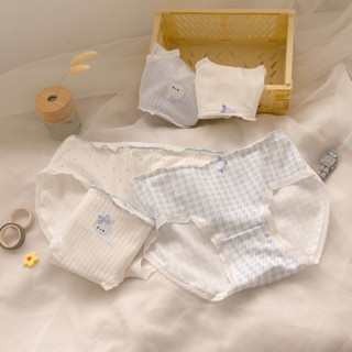 MUMU【B02301-2】甜美可愛藍色萌兔棉質內褲 女生內褲 三角內褲 流行內褲 透氣內褲 棉內褲