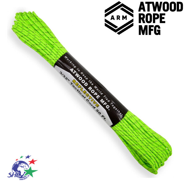 Atwood 戰術版反光紋亮綠色迷彩傘繩 / 50呎(約15M) / TCR06-NEON GREEN【詮國】