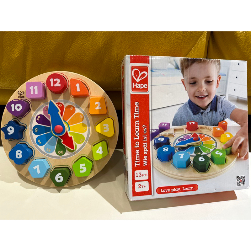 二手 hape 數字積木時鐘 時鐘 啟蒙 Hape積木時鐘兒童益智玩具數字立體早教拼圖拼板模型寶寶1-3歲