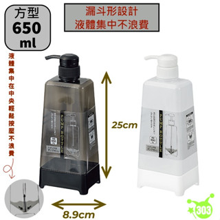 集中型壓瓶 錐形壓罐 650ml 角型 洗髮精 沐浴乳 乳液 洗碗精 分裝瓶