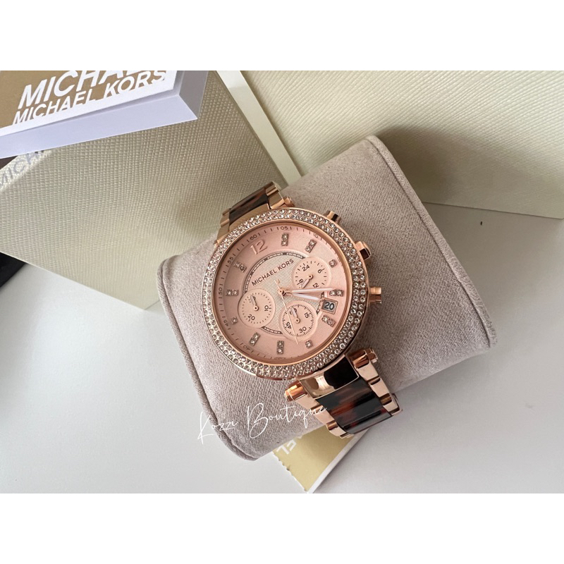 Michael Kors mk5538 玫瑰金 琥珀 水鑽 三眼計時 手錶 時尚錶 MK mk 錶 mk 手錶