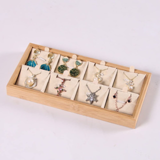 儲物托盤竹製珠寶收納盒展示櫃戒指耳環展示架
