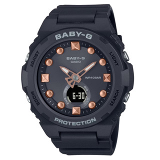 CASIO卡西歐 BABY-G 海洋珍寶 閃耀珍珠 美人魚尾指標 個性黑 BGA-320-1A 42.4mm