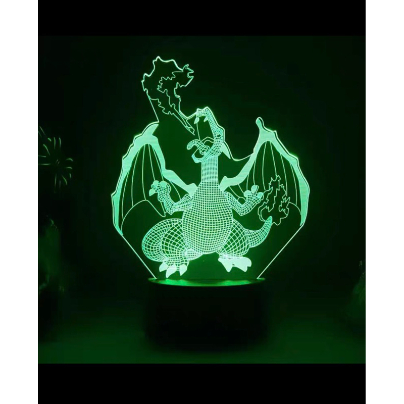 寶可夢 噴火龍 3D小夜燈（實體暖白光）
