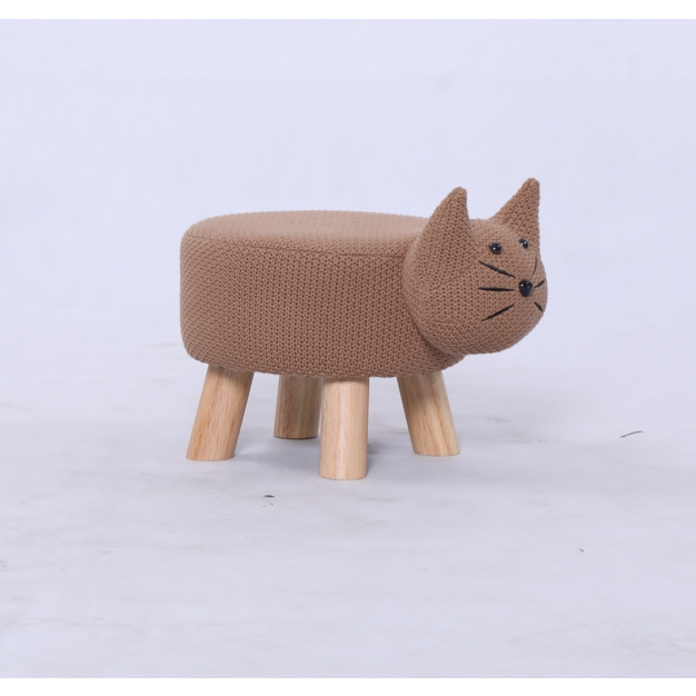 【PaPa選物傢俱】小小動物針織椅凳系列 小貓針織椅凳 凳子 矮凳 寵物家具【新品試賣免運費】
