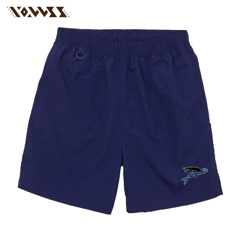 【Wasangshow 花生騷】飛魚布章休閒短褲(藍、黑)