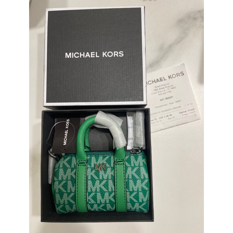 MK Michael Kors 波士頓零錢包吊飾 耳機包 綠色 出清