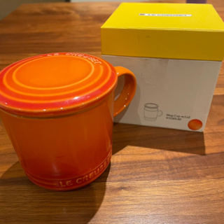 全新！百貨公司Le Creuset 300ml經典馬賽橘午茶杯 馬克杯有蓋子