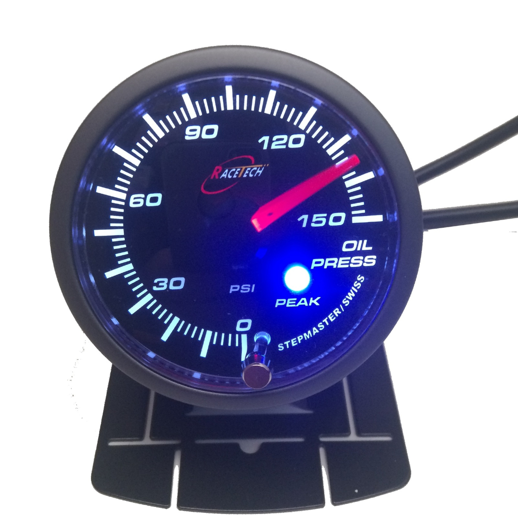 RACETECH 52mm 汽車改裝機油壓力錶 LED 白光 機油壓力錶 單位PSI 機油 壓力表