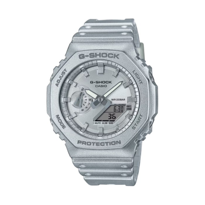 【CASIO G-SHOCK】Forgotten Future八角金屬色系運動雙顯腕錶-銀白色/GA-2100FF-8A