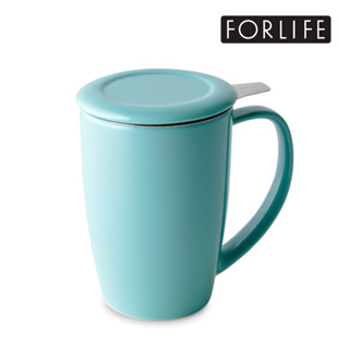 【FORLIFE總代理】美國品牌茶具 - 圓滑/ 濾網泡茶杯組443ml-湖水藍