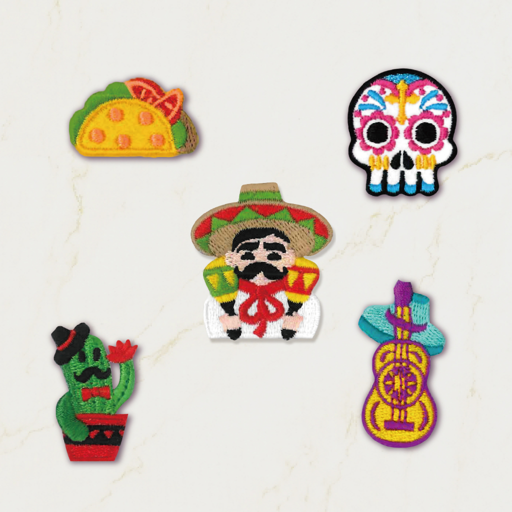 【刺繡貼紙】國家系列 - 墨西哥 | 仙人掌 | 亡靈節 | 墨西哥捲餅 | DIY | 手作 | 布貼