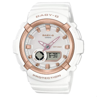 CASIO 卡西歐 BABY-G 多層次 珍珠光 金屬時標雙顯錶-白色 BGA-280BA-7A
