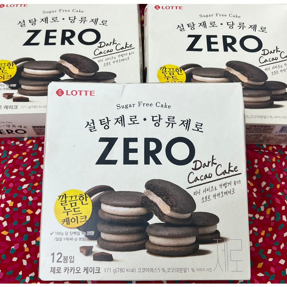 韓國 Lotte樂天 ZERO巧克力夾心蛋糕 巧克力派 零砂糖