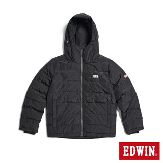 EDWIN 男款 紅標連帽羽絨外套(黑色)