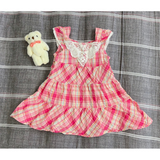 日本童裝 日牌 Any fam 桃紅粉紅洋裝 連身裙90cm 嬰兒 女童