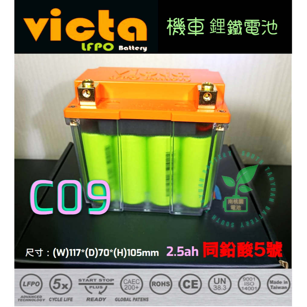 VICTA 鋰鐵電池C09威克塔YTX5L-BS 5號DRG專用/R3/MT03小阿魯R15v3/MSX SF南桃園