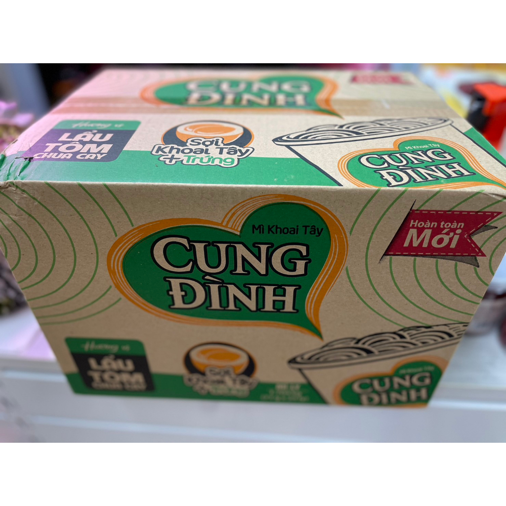 ~YQI~越南 CUNG DINH 宮廷酸蝦風味速食麵 杯裝泡麵 杯麵 宮廷杯麵 64g/杯，一箱24杯《整箱購》