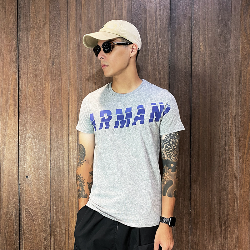 美國百分百【全新真品】Armani Exchange 短袖 T恤 AX 上衣 logo 短T 灰色 H206