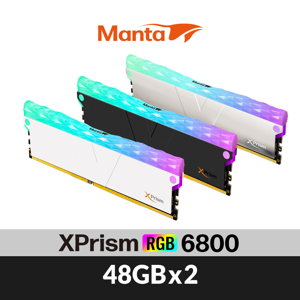 v-color全何 XPrism系列 DDR5 6800 96G(48GX2)RGB 桌上型超頻記憶(黑/白/銀)