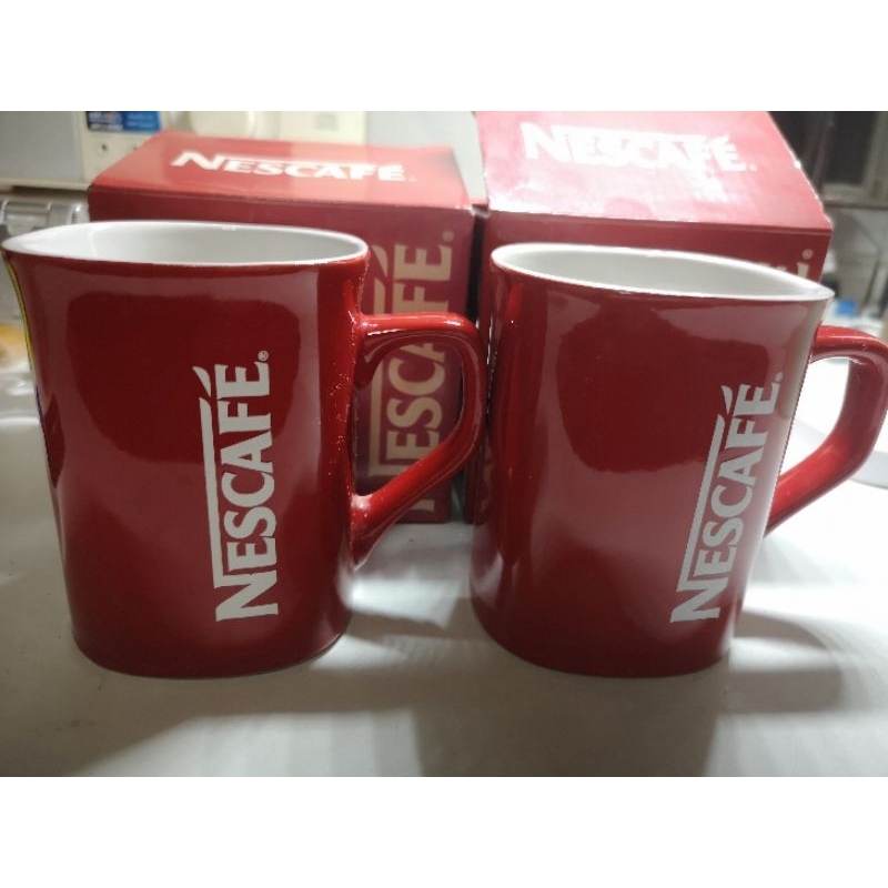 全新未用絕版收藏NESCAFE雀巢咖啡杯經典紅杯馬克杯一組2杯（外盒局部褪色）下標數量1出貨2杯