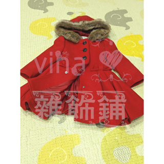 [二手]mothercare 18~24m法蘭絨外套 紅色大衣 蝴蝶結洋裝外套 拜年外套 連帽外套 冬季外套