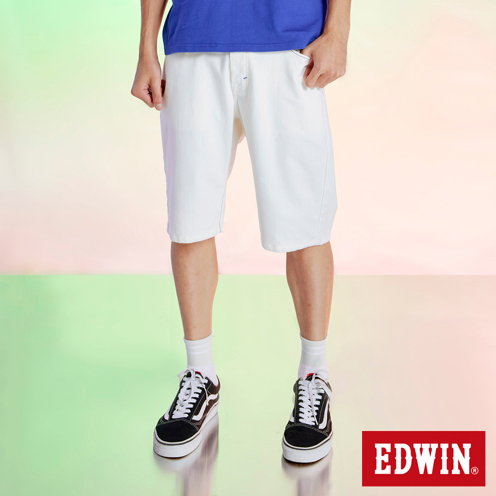 EDWIN EDGE  JERSEYS 迦績合身牛仔短褲(白色)-男款