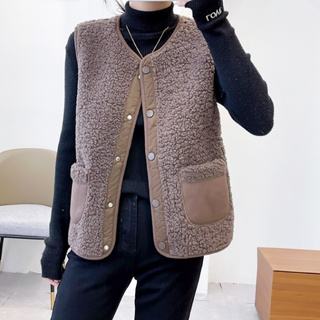 雅麗安娜 背心 馬甲 上衣 S-L韓版羔毛網紅馬甲外套皮毛絨一體外穿無袖背心馬夾N245-23057.