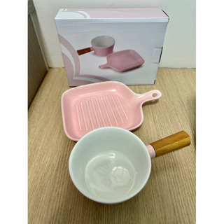 ［全新］Mama tone 粉美色釉方盤+陶瓷碗