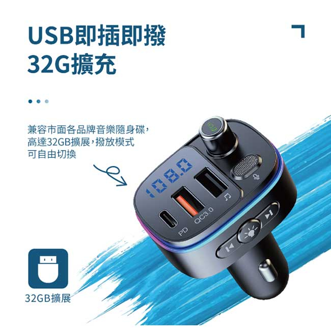 Songwin 尚之宇 CAR3000 QC3.0 + PD LED藍牙快速車用充電器 藍芽撥放 點菸器 點煙孔 點煙器