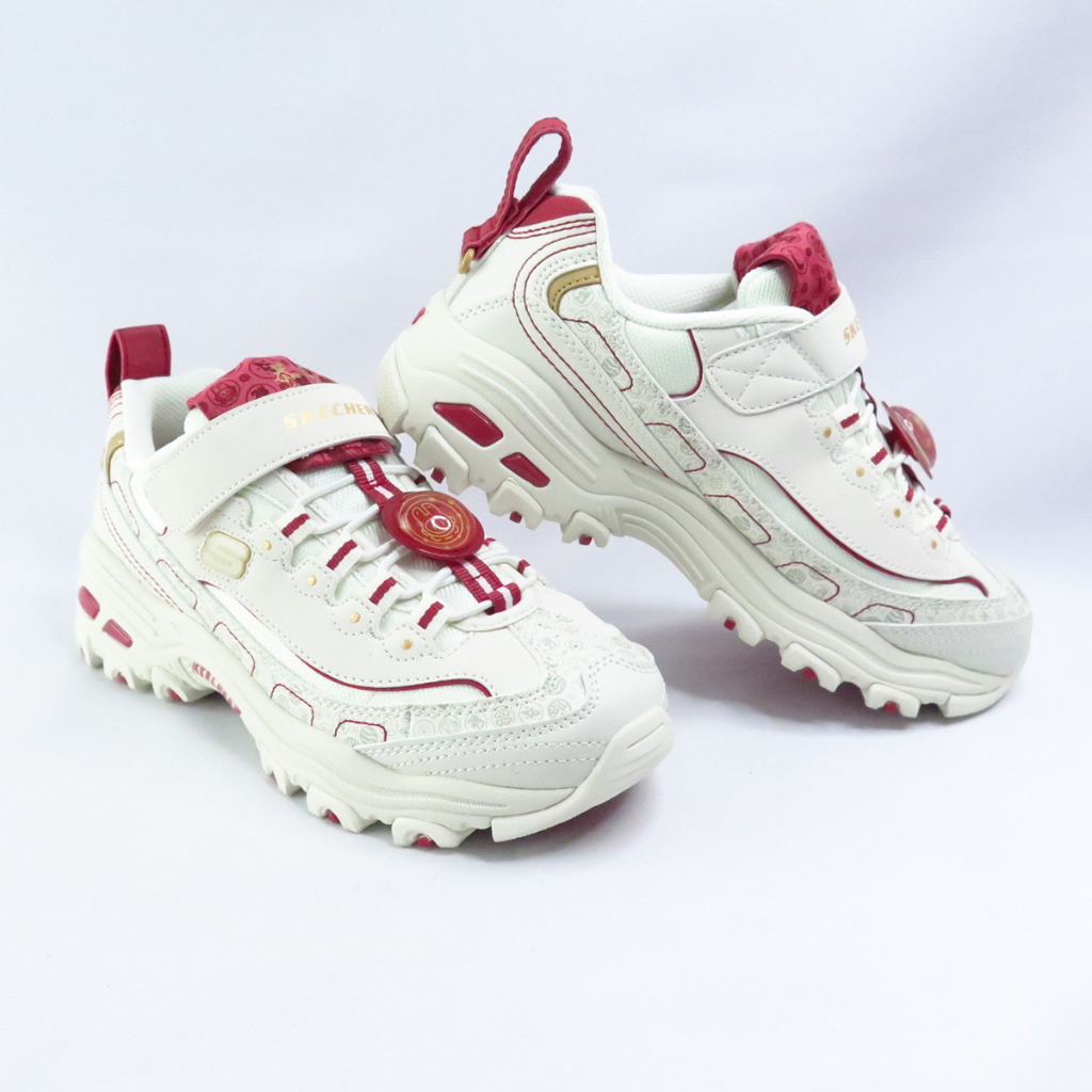 Skechers D LITES 中大童休閒鞋 老爹鞋 兔年限定 319505LWRD 白x紅