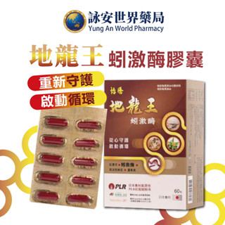 地龍王蚓激酶膠囊 60粒/盒 美原恆PLR紅蚯蚓 大和納豆 紅景天 Ｌ-精胺酸 丹參 印度薑黃【詠安世界商城】