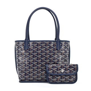 GOYARD ANJOU雙面塗料帆布logo購物包-海軍藍｜100%原廠真品｜JS Maxx官方旗艦館