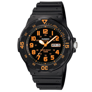 CASIO 潛水風DIVER LOOK指標錶(MRW-200H-4B)-黑/橘刻度/47.9mm